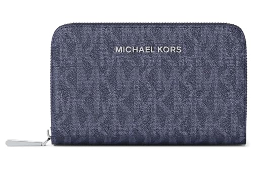 Image of Michael Kors, Womens, Jet Set Small Zip Around Card Case, Dress Blues, Small