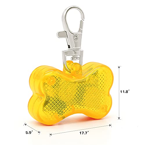 HIGO LED Dog Collar Light, Glowing Dog Accessories Pet ID Tag, Light Up Clip-on Dog Pendant for Nighttime Dog Walking (Yellow-Bone)