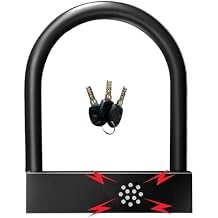 Alarm U Lock- Anti-Theft Heavy Duty Security Alarm Lock - 110db Alarm Sound - Weather Proof for Door Storehouse Black