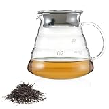 HASLED Verseuse à Café en Verre 600 ml avec Couvercle, Théière en Verre Transparent Résistante à la Chaleur, Pichet Anti Goutte pour Café et Thé