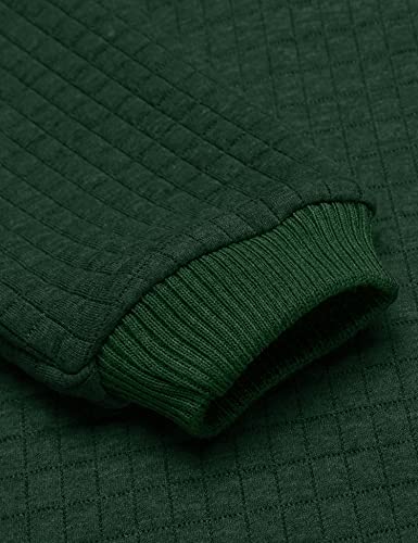 Coofandy Men's Pullover Hoodies Plaid Jacquard Long Sleeve Drawstring Hipster Casual Hooded Sweatshirts With Kanga Pockets Green #TOP4