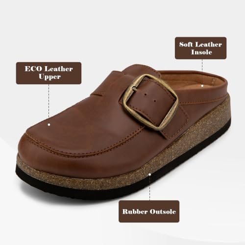 Women Eco Leather Buckle Clogs Non Slip Platform Mules Slip-On Slides by Vayfio - Used condition - Image 4
