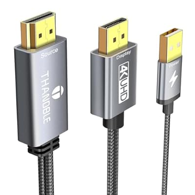 THANDBLE Active HDMI to DisplayPort Cable 6FT (4K60Hz), Uni-Directional HDMI Source to Display Port Monitor Cable, Male to DP Female Compatible PC, Graphics Card, Laptops, PS5