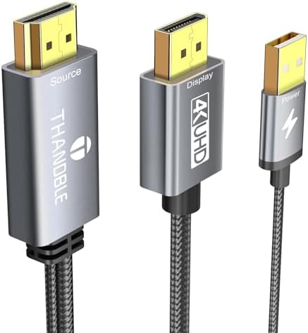 Active HDMI to DisplayPort Cable 6FT (4K60Hz), Uni-Directional HDMI Source to Display Port Monitor Cable, Male to DP Female Compatible PC, Graphics Card, Laptops, PS5