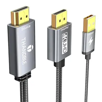 Active HDMI to DisplayPort Cable 6FT (4K60Hz), Uni-Directional HDMI Source to Display Port Monitor Cable, Male to DP Female Compatible PC, Graphics Card, Laptops, PS5