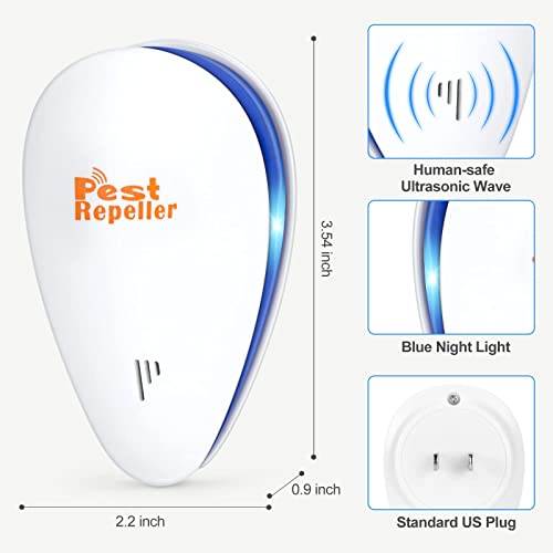 Amiaedu Ultrasonic Pest Repeller 6 Pack, Repellent Plug In Indoor For Roach Spider Ants Insect Rodents, Mouse Control Home, Kitchen, Warehouse, Hotel #TOP4