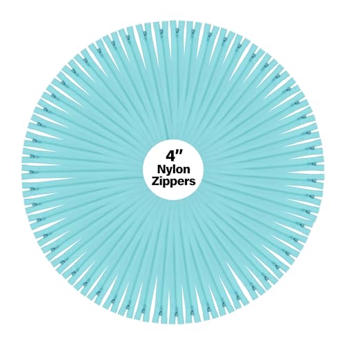 Mandala Crafts 100 PCs Turquoise Closed-End 4 Inch Nylon Zippers for Sewing