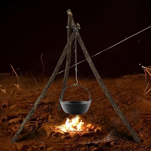 [Verdickter Edelstahl] Outdoor Camping Lagerfeuer Stativ Höhenverstellbar mit Kettenhaken Grillablage/Hängetopfgestell Geeignet für Kohlegrill Dutch Pot Picknick Barbecue (2 Stück)