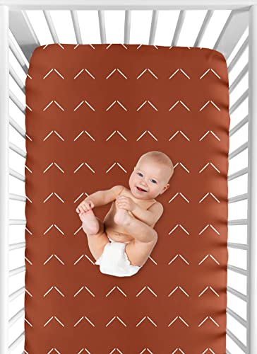 Sweet Jojo Designs CRIBSHEET-DIAMONDTUFT-OR-PRT Boho Arrow Boy Girl Fitted Crib Sheet Baby Toddler Bed Nursery - Burnt Orange Rust Modern Bohemian Farmhouse Southwest Shabby Chic Designer Arrows Geometric Diamond Tuft Collection thumb #3