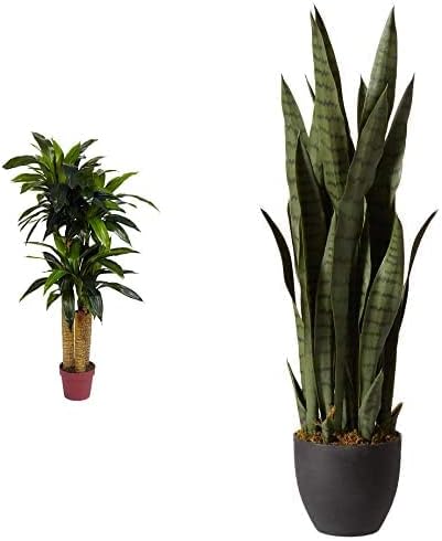 Nearly Natural 35in Sansevieria with Black Planter