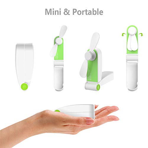 Hianjoo Mini wentylator ręczny, mały poręczny wentylator z miękkim ostrzem, dla dzieci, dziewcząt, chłopców, przenośny, do ładowania, składany, kieszonkowy wentylator z regulowanymi 2 prędkościami,