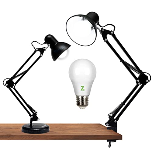 Luminária Articulada De Mesa Com Base Abajur Estudo Trabalho Tipo Pixar (Preta)