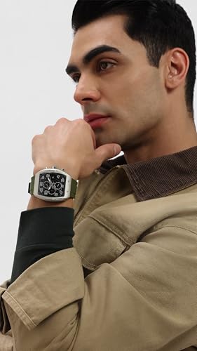 Image of Police Rock Rebel Quartz Grey Tonneau Dial Men's Watch | Silicone Strap Material | Watches for Men Analog - PLPEWGO0063104