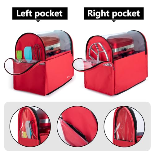 Yarwo Cubierta para KitchenAid Robots de Cocina, Funda para Batidoras amasadoras, Cubierta Encaja para Todos los KitchenAid Robots de Cocina 5.7 y 7.6 litros, Rojo - imagen 4