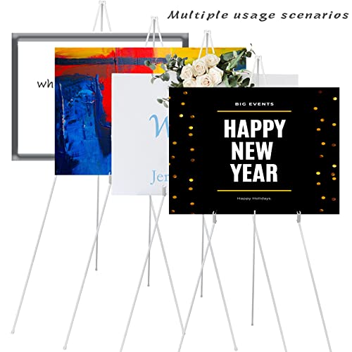 White Easel Stand For Wedding Sign, 63'' Folding Easel For Display, Collapsible Easel For Poster Board Display, Tripod Floor Stand For Sign, Whiteboard, Painting Art Easel For Signs Adjustable #TOP5