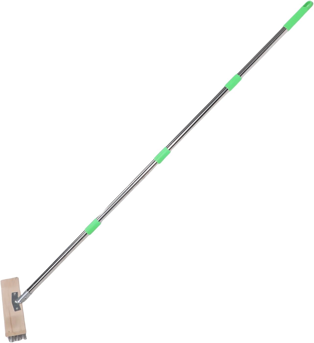 Jiawu Floor Scrubber Brush, Stainless Steel Wire Floor Brush Adjustable Handle 80-160cm Stainless Steel Wire Deck with 30cm Angled Head for Concrete Tiles Decks