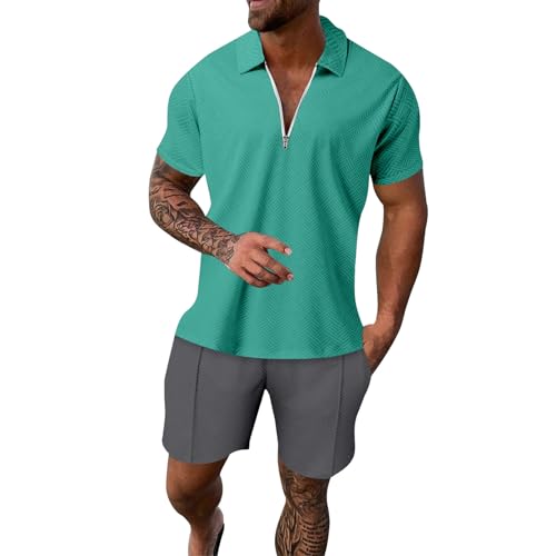 Ensemble homme t-shirt et short de plage décontracté manches courtes vert taille M
