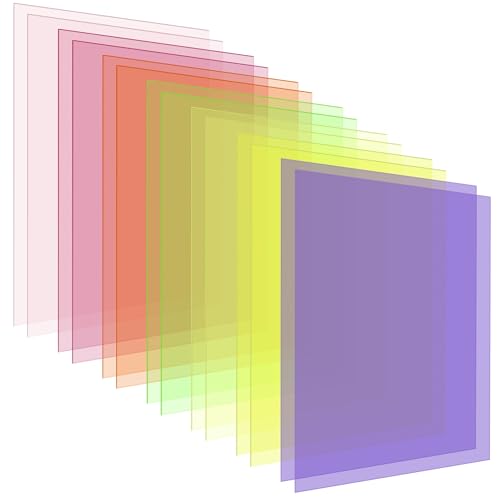 FOSHISY 14 Pieces A4 Colored Overlays for Dyslexia, Dyslexia Reading Sheets, Colored Transparency Sheets for Early Readers