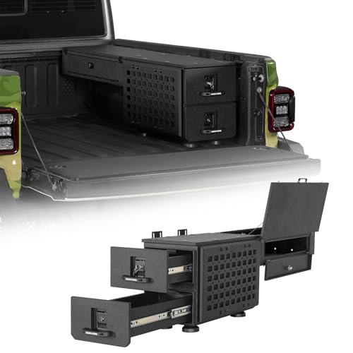 u-Box Truck Bed Wheel Well Storage Drawer Side Box Set for 2020-2026 Jeep Gladiator JT, 2005-2023 Toyota Tacoma & 2015-2022 Chevy Colorado & GMC Canyon, Steel Truck Cargo Box