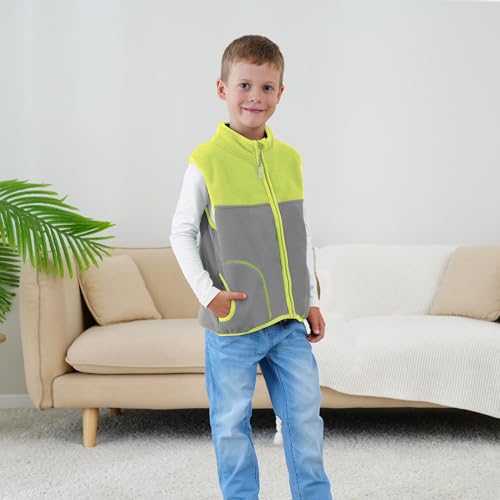 Image of Boys Full Zip Polar Fleece Vest Sleeveless Outwear Warm Jacket with Pockets