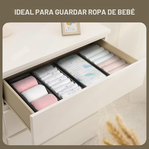 Miniatura 6 de Dimj 8 Piezas Organizador De Cajones Armarios - Separadores De Cajones Para Ropa Interior No Tejido, Caja Plegable Cajas Organizadoras Para Calcetines, Ropa Infantil, Corbatas, Gris Claro