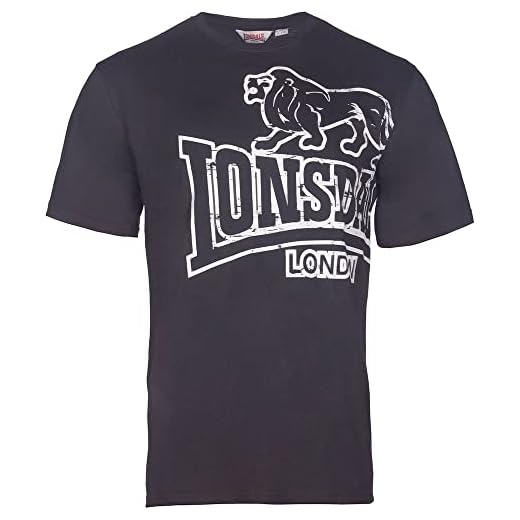 Lonsdale Langsett - Camiseta de manga corta para hombre, color negro, talla S