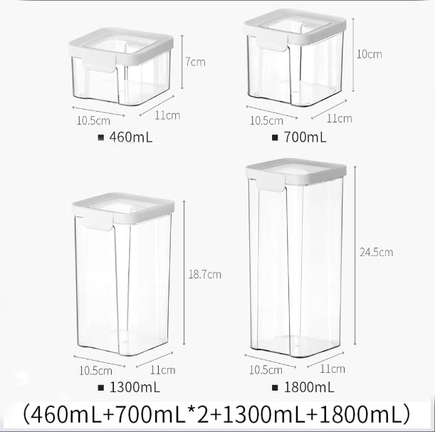 Barattolo, barattoli di vetro, contenitori for alimenti, contenitori ermetici for alimenti con coperchi, contenitori in plastica for cucina e dispensa for cereali, alimenti secchi, farina e zucchero (