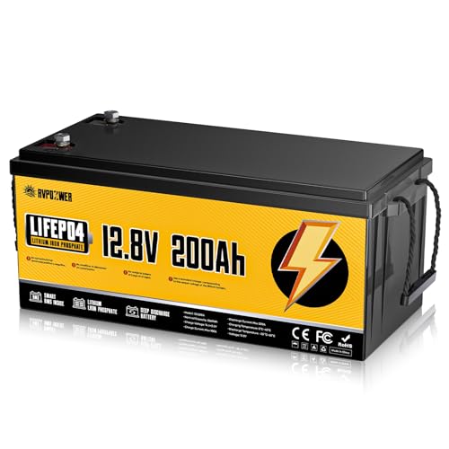 Rvpozwer 12v 200ah Bateria Lifepo4, Batería De Litio Con Bms De 200a Y Protección Contra Bajas Temperaturas, 18000 Ciclos, Baterías De 2560wh Para Autocaravanas, Caravanas, Barcos Y Placas Solares
