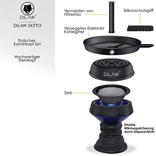 DILAW® SKITTO Shisha Set Hookah Aluminium Alu 75cm Wasserpfeife Kaminkopf Komplettset Molassefänger Silikonschlauch Alu… – Bild 5
