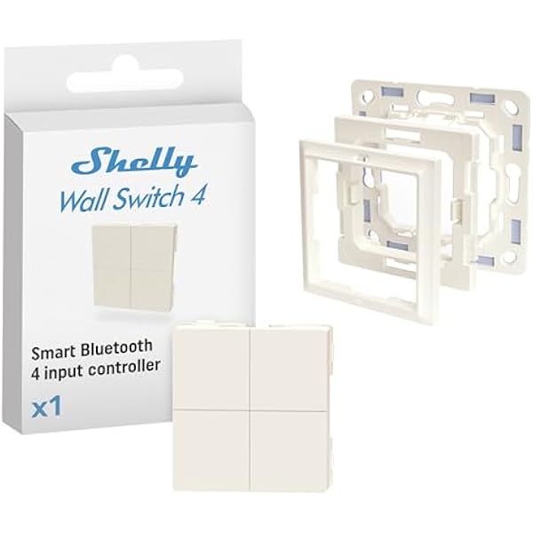Shelly BLU Wall Switch 4 + Shelly Wall Switch Adapter Bundle - Bluetooth Przełącznik z Ramka Włącznik Gira-Merten, Kontroler inteligentnego urządzenia, app iOS Android