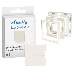 Shelly BLU Wall Switch 4 + Shelly Wall Switch Adapter Bundle -Interruptor de pared Bluetooth y Placa Adaptador Gira-Merten, Controlador inalámbrico dispositivos inteligentes, app iOS Android