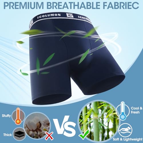 IGOLUMON Mens Underwear Boxer Briefs 6 Pack Breathable Boxers for Men Soft Tagless Underwear Trunks with Fly2