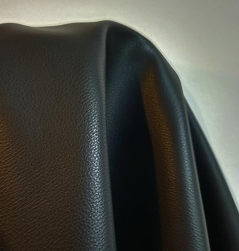 NAT Leathers Black Pebblegrain Tumbled (Peta-Approved) Vegan Faux Leather Fabric Sheet Synthetic Pleather 0.9 mm 1/2 Yard 18 x 54 inch Soft Upholstery Half Yard (18\" x 54\") (Black Pebbled) - Thumbnail 2