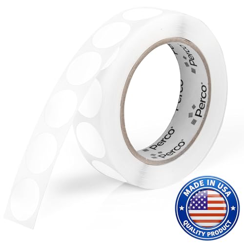 Perco White Round Circle Dot Sticker 1-Inch Labels with Perforation for Easy Tear-Off, 1,000 Stickers per Roll—Write-On Labels for Prices, SKUs, Codes & Small Item Tagging, Strong Adhesive—Made in USA