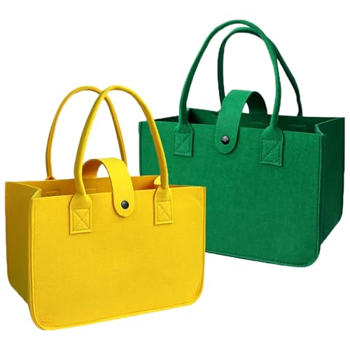 Sac en feutre lot de 2 cabas d'épicerie réutilisables 30x17x20 cm avec poignée renforcée