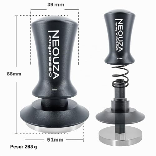 Miniatura 3 de Neouza Herramienta De Accesorios De Máquina De Café, Antiadherente, Mango Refinado, Base Plana De Acero Inoxidable 51 Mm, Negro Mate