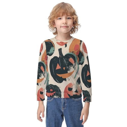 Halloween Cute PumpkinsChildren's Casual Pullover Sweatshirt Loose Fit9-11Y