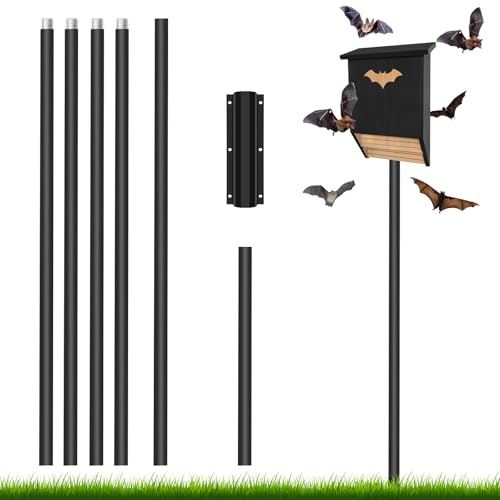 BTXKQTH 15 Ft Telescoping Bat House Pole, Adjustable Purple Martin Bird House Pole, Bat Houses Kit for Outdoors with Ground Socket, Bird Feeder Poles for Outdoors Heavy Duty
