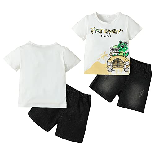 MRAFDGFB Conjunto de roupas infantis meninos manga curta desenho desenho dinossauro estampa top esta