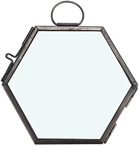 Hanging Geometric Hexagonal Glass Picture Photo Frame Dried Flower Plant Specimen Clip Display