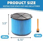 2 Pack VF3500 Replacement Filter Compatible with Ridgid 3-4.5 Gallon Wet Dry Vacuums, 3-Layer Pleated Fine Dust Filter for WD3050, WD4070, WD4080, WD4522, 4000RV, 4500RV Shop Vacuums