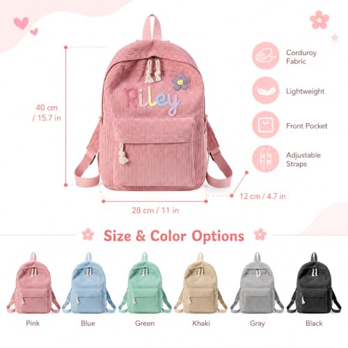 Image of Daycare Backpack Personalized Kids Corduroy Backpack with Cotton Rope Name | Custom Toddler Backpacks for Girl Boy, Cute & Durable Travel Kindergarten Sleepover Diaper Bag, Back to School Birthday Gifts