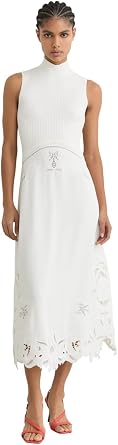 REISS Womens Phoenix Knit Woven Midi Dress