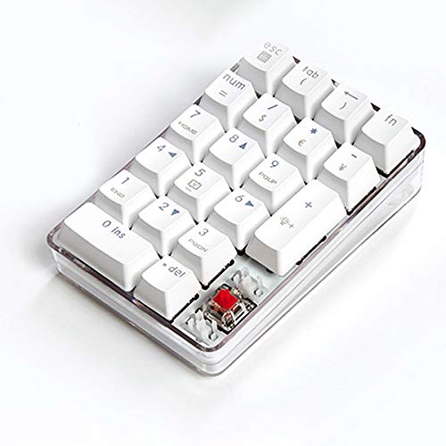 Mechanical Numeric Keypad Gateron Red Switch Wired Gaming Keypad Crystal Case White Backlit 21 Keys Mini Numpad Portable Keypad Extended Layout White Magicforce By Qisan #TOP3
