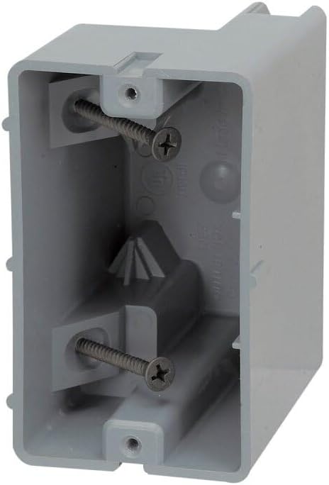 Electrical Box for Lighting Fixture, 50lb Ceiling Fan and 75lb Light Fixture Support, 22.5Cu with Depth Adjustment, 1 Gang, Gray, MSB22+