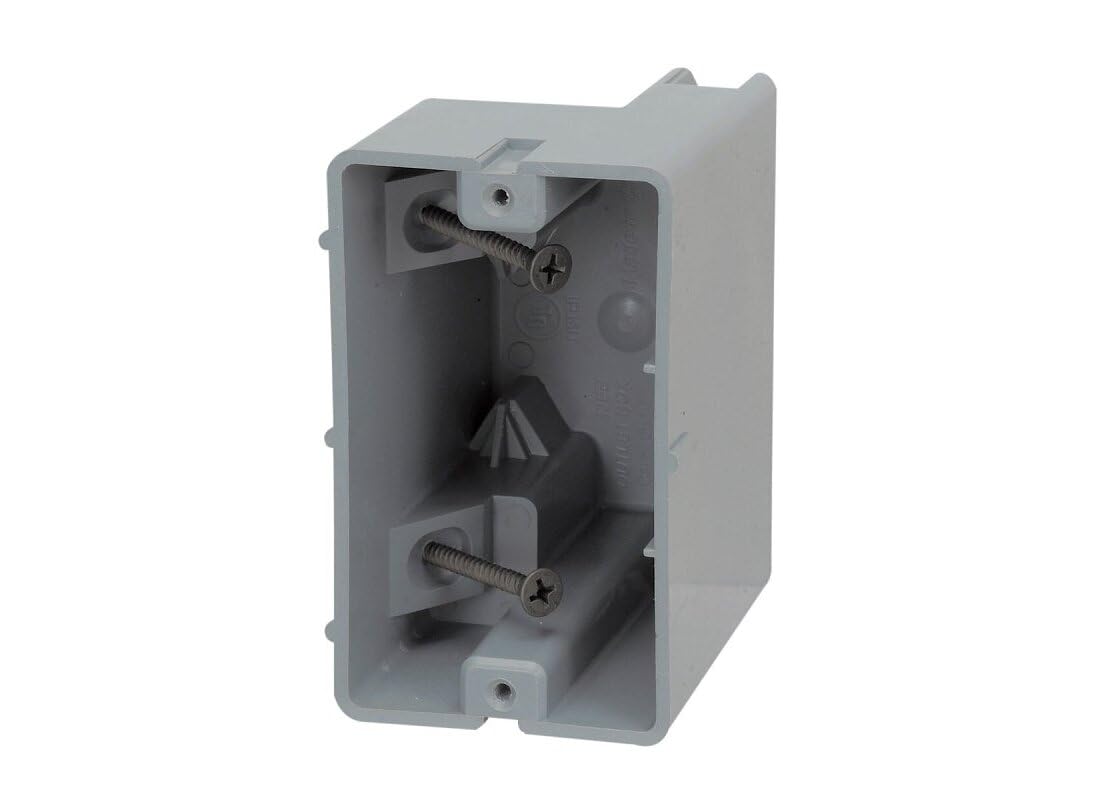 Southwire Electrical Box for Lighting Fixture, 50lb Ceiling Fan and 75lb Light Fixture Support, 22.5Cu with Depth Adjustment, 1 Gang, Gray, MSB22+