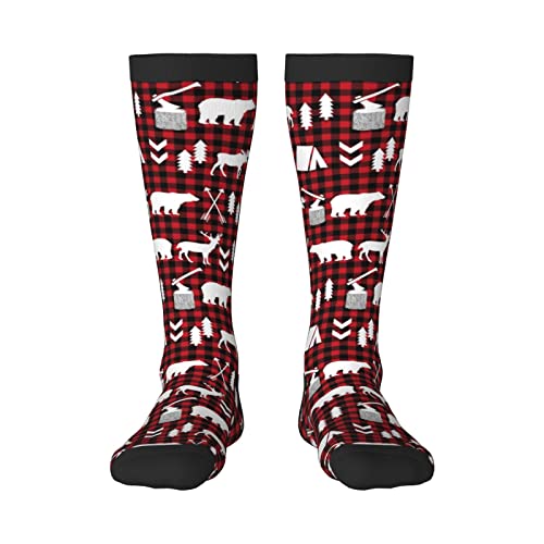 Buytruew Calcetines unisex novedosos, calcetines de Navidad a cuadros de búfalo, calcetines casuales divertidos para hombres y mujeres, 3 Negro, Talla única