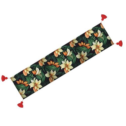 Chemin de table automne motif floral feuilles décoration Noël table rustique 152cm