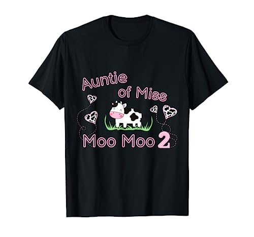 Fille 2ème Anniversaire Fête Rose Vache Auntie Moo I'm Two Animal T-Shirt
