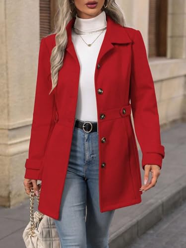 yoeasy Womens Pea Coat Notched Lapel Collar Single Breasted Fall Winter Trendy Casual Wool Blend Trench Coat Jacket2